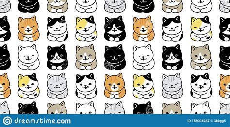 Cat Seamless Pattern Vector Kitten Breed Scarf Isolated Repeat