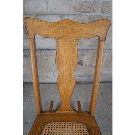 Antique Victorian Stomps Burkhardt Quartersawn Oak Caned Rocker Rocking Chair Chairish