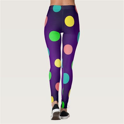 Fancy Multi Color And Purple Retro Polka Dot Leggings Zazzle