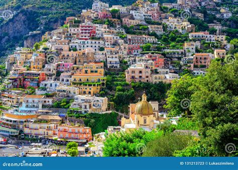 Colorful Houses In Positano On Amalfi Coast Italy Stock Image Image