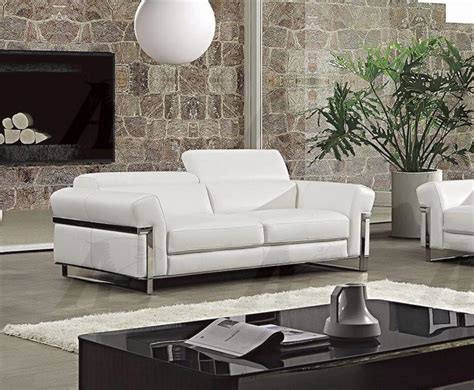 Modern White Italian Full Leather Sofa Set 3 Pcs American Eagle Ek012 W