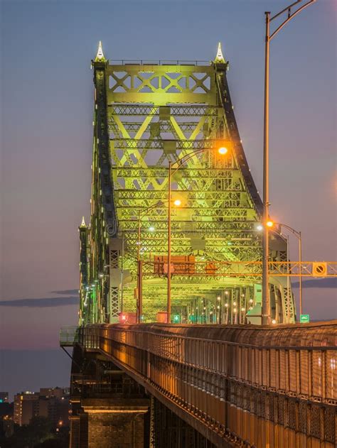 Long Exposure Shot Of Jacques Cartier Bridge Illumination In Montreal