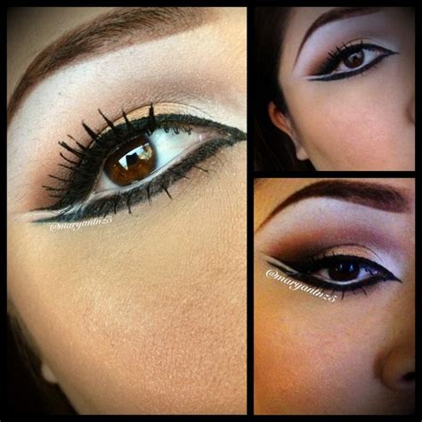 Dramatic Double Winged Liner Using Bare Minerals On Lid In Good