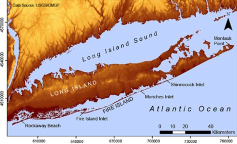 Map Of Fire Island Ny Study Area Us Geological Survey