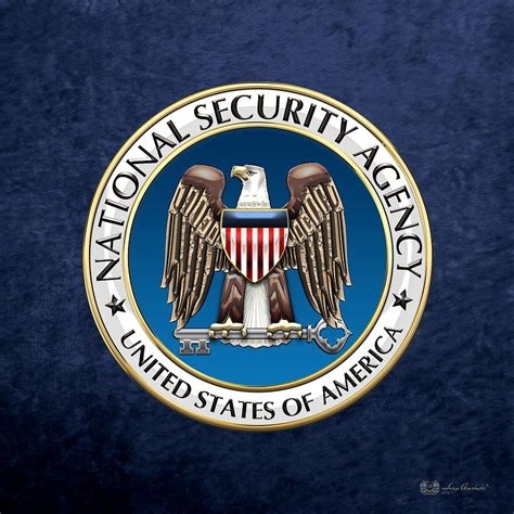 National Security Agency N S A Emblem On Blue Velvet Digital Art By