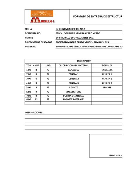 Planilla Formato De Entrega De Material De Trabajo Compartir Materiales