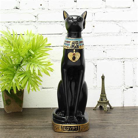 15 vintage egyptian bastet cat goddess resin figurine black cat pharaoh statue sale banggood