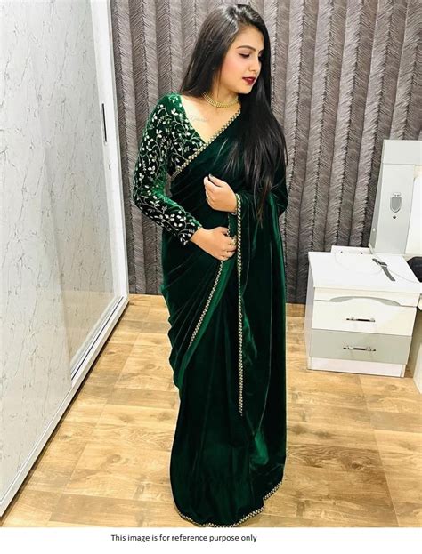 Buy Bollywood Model Green Velvet Designer Saree In Uk Usa And Canada