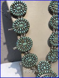 LMB Larry Moses Begay Navajo Sterling Silver Turquoise Squash Blossom