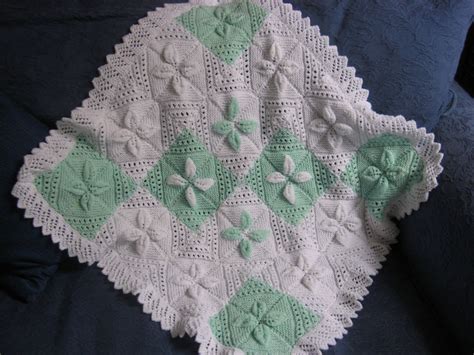 Baby Blanket From An Ancient Patons Pattern For A Lace Edged Pram Cover