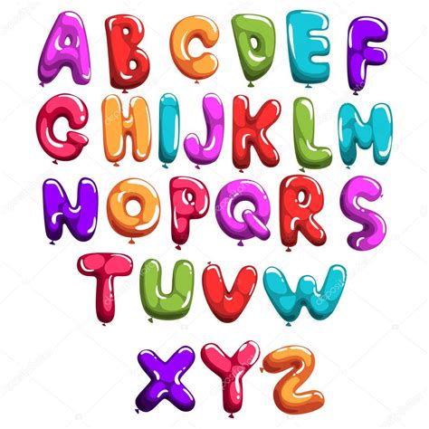 Set Of Colorful Font In Form Balloons Children S English Alphabet