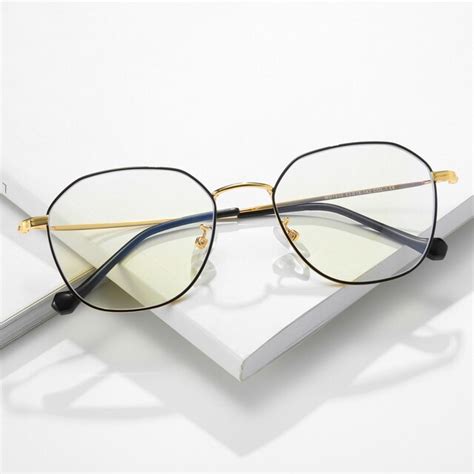 buy tr90 anti blue ray eyeglasses thin gold metal prescription eyewear frame