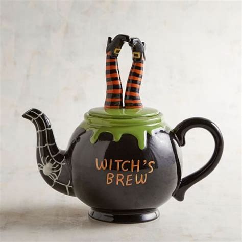 Hand Painted Witchs Brew Halloween Teapot Pier 1 Halloween