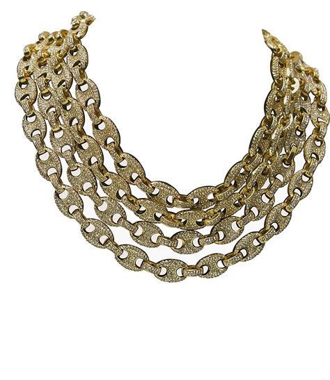 14k Gold Pt 12mm 85 30 Iced Out Puffed Mariner Link Choker Chain