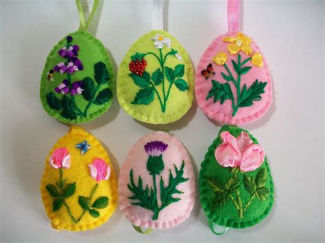 Felt Easter Eggs Felt Easter Decoration Easter Embroidery Etsy