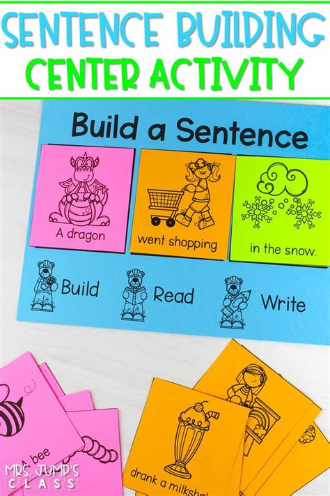 Sentence Building Activity Literacy Center For K 1 First Grade