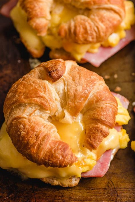 Breakfast Croissant Sandwiches With Ham And Cheese NeighborFood