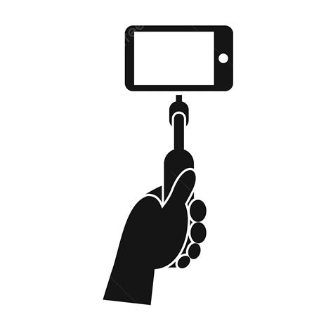 Gambar Tangan Memegang Tongkat Selfie Dengan Ikon Ponsel Tangan