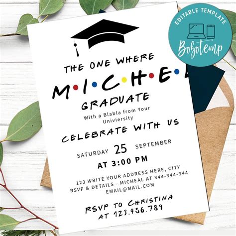 Graduation Announcement Wording Card To Print Instant Download Bobotemp