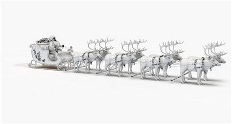 3d Santa Sleigh Reindeers Model Turbosquid 1240224