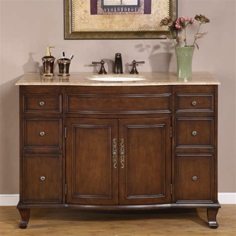 48 Inch Antique Brown Single Sink Bathroom Vanity With Choice Of Top