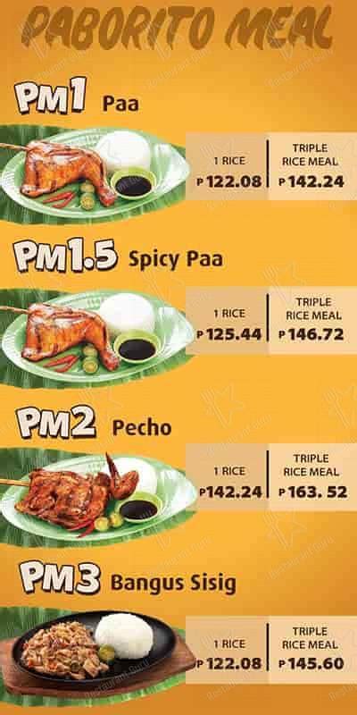 Menu At Mang Inasal Restaurant Cebu City Parkmall