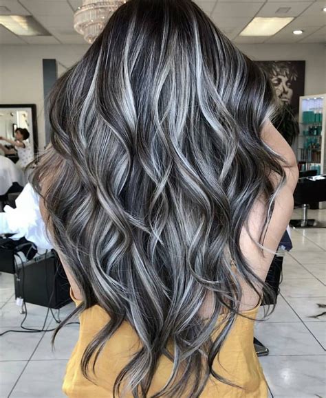 Dark Hair With Silver Highlights Waypointhairstyles