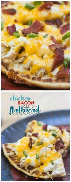 Crispy flatbread topped with 100% real cheddar cheese, premium chicken and bacon with zesty parmesan ranch. Chicken Bacon Ranch Flatbread Pizza - The Weary Chef ...