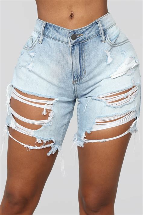 Youre All Mine Distressed Shorts Light Blue Wash Distressed Shorts