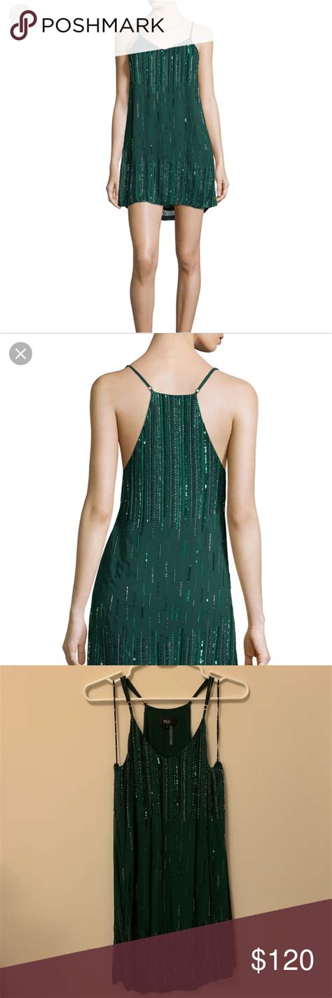 mlv ludevine sleeveless embellished dress stunning forest green sequin dress