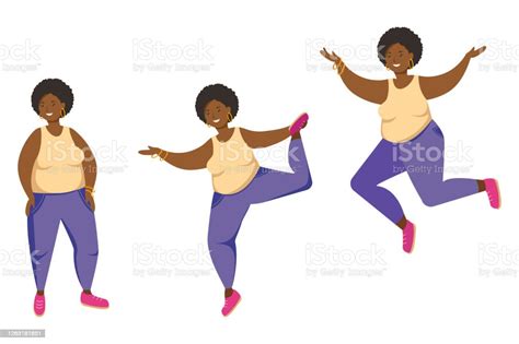 Set Of Beautiful Plus Size Woman In Different Poses Stock Illustration Download Image Now Istock