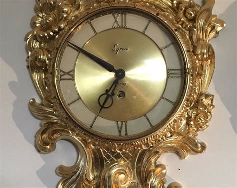 Ornate Syroco Wood Wall Clock 8 Day Jeweled 1940s Etsy