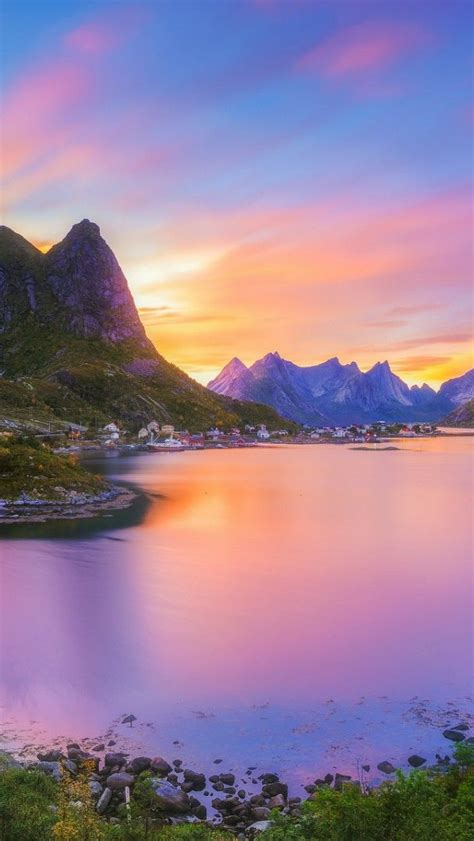 Reine Landscape Lofoten Norway Wallpaper Backiee