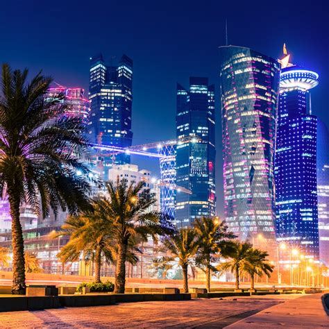 Doha Qatar Skyline Night Travel Off Path