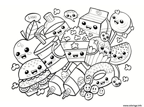Coloriage kawaii food nourriture  JeColorie.com