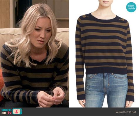 Wornontv Pennys Olive Green And Navy Striped Sweater On The Big Bang