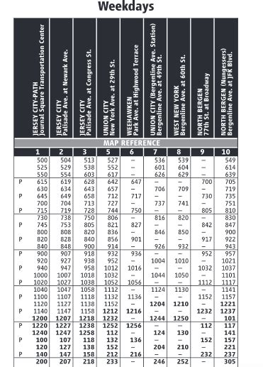 New Jersey Transit Bus Schedule Times