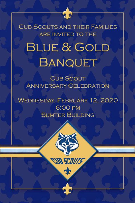 Blue And Gold Banquet Invitation For Cub Scouts Etsy