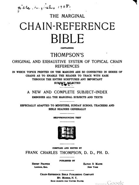 The Thompson Chain Reference Bible 1908 Edition Pdf