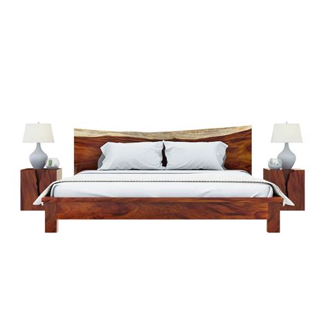 Lamoni Solid Wood Live Edge Single Slab King Size Platform Bed