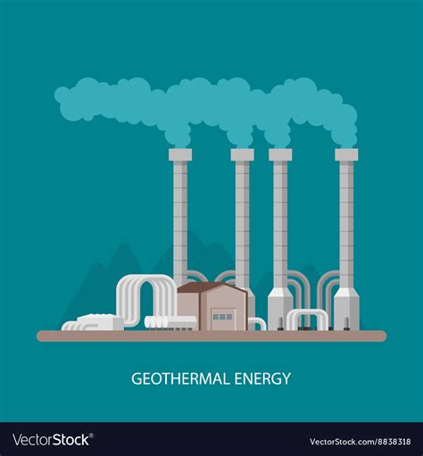 Geothermal Power Plant And Factory Energy Vector Image