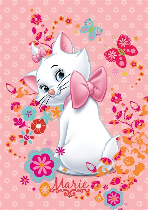A White Cat With A Pink Bow On Its Head Sitting In Front Of Flowers