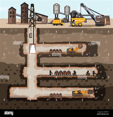 Underground Landscape Of Coal Mine Stock Vector Image And Art Alamy