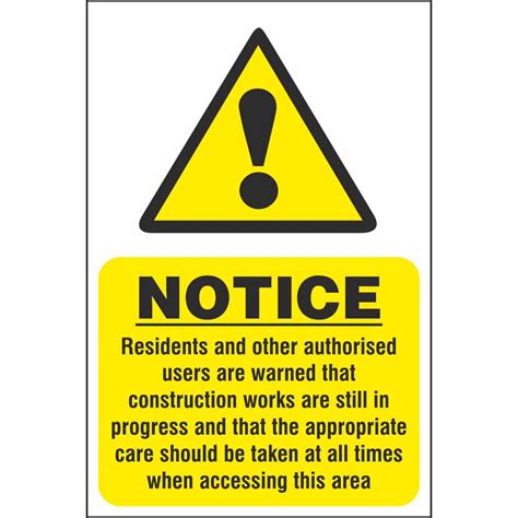 Construction Work In Progress Notice Signs Hazard Construction Safety