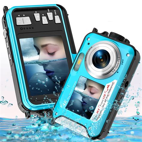 Seree Waterproof Digital Camera Underwater Cameras Fhd 27k 48 Mp Dual