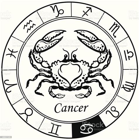 If you were born between june 21 and july 22 (like me!), then your zodiac sign is cancer, which is represented by the crab and associated with things like the moon, water, and emotions. Ilustración de Cancer Zodiac Blanco Y Negro y más Vectores ...