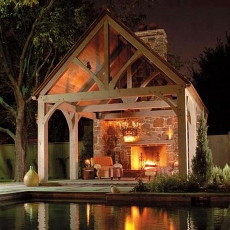 Covered Patio Pool Fireplace Outdoors Pinterest