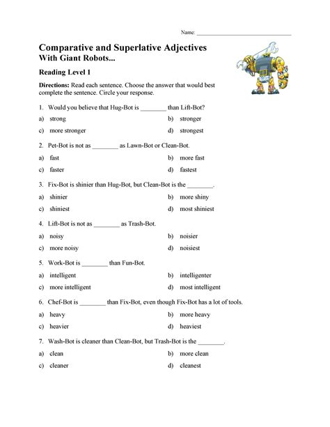 Comparative And Superlative Adjectives Worksheet — Db