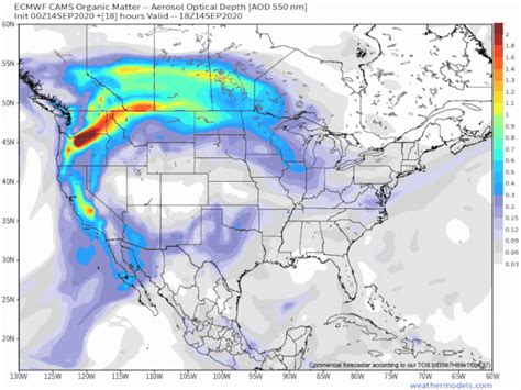 Thick Plume Of West Coast Wildfire Smoke Coming Toward Michigan