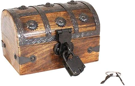 Small Pirate Treasure Chest With Iron Lock Decorative Box